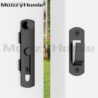 4 Inch Flip Latch Gate Latches, 180 Degree Flip Barn Door Lock Latch, Heavy Duty SUS304 Stainless Steel Flip Sliding Latch, Bolt Buckle Lock for Barn Wood Fence Sliding Doors, Black, 2 Pack - color: Matte Black