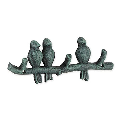 DII Cast Iron Decorative Wall Hook Set, Birds on a Branch, 2 Count - size: Birds on a Branch