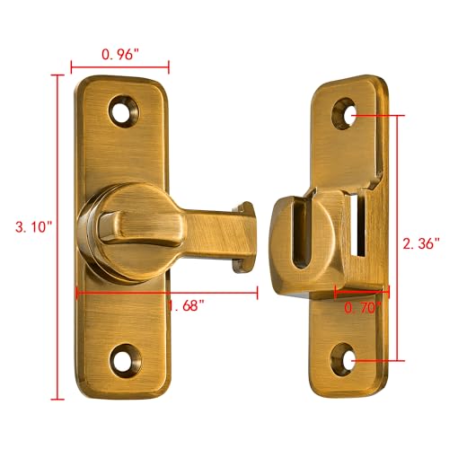 Brass 90/180 Degree Flip Latch,Zinc Alloy Barn Door Latch - color: Brass