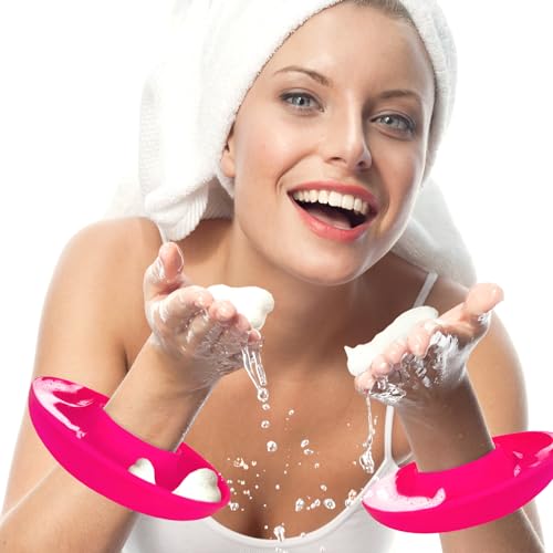 BaR-K Patented Drip Catcher Cuffs - Stops Soap & Water from Running Down Arms While Washing Face, Stay Dry and Clean - Face Wash Wristbands for Spa, Pink Set of 2 - color: Pink