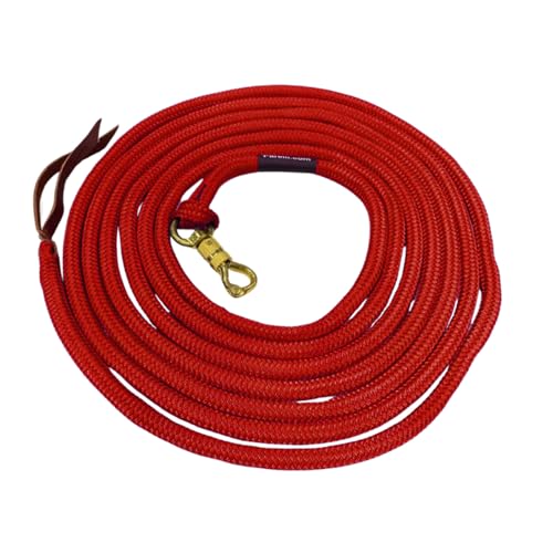 PARELLI 22 Foot Ground Training Rope - Strong Everyday Use All-Purpose Large Horse Lead Rope with Loop & Latigo Popper | 9/16" Diameter Smooth Yachting Braid, Red - color: Red