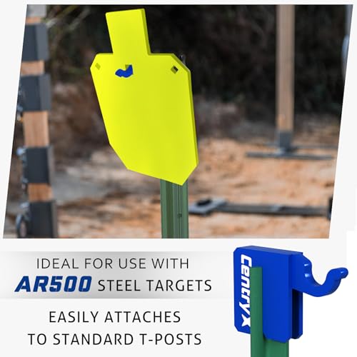 T-Post Target Hanger Tactical Elephant T Post Target Holder AR500 Metal T Post Targets Hook Stand, Easy Assembly, Gread for Standard T-Post - Hang Metal Plates, Gongs, Torsos - color: Blue-2 Pack