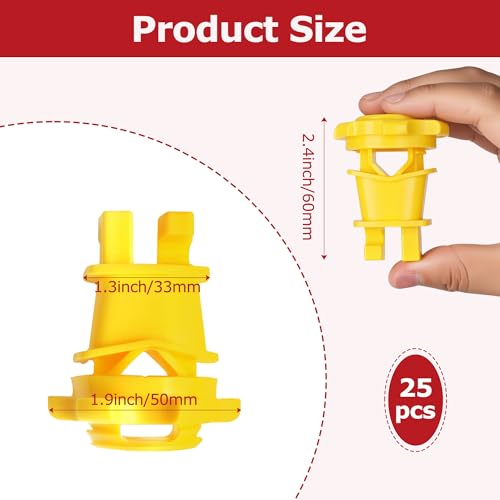 25 Pcs Yellow Rod Post Insulator, Electric Fence Insulators Screw Tight Round Fence Post Insulator, Electric Fence Wire Holding Insulator - size: 25