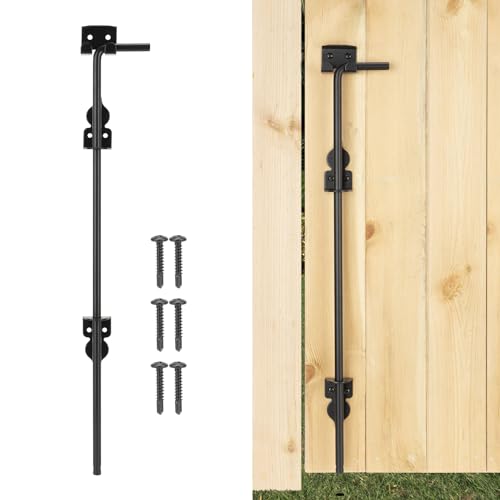 24" Cane Bolt Heavy-Duty Drop Rod for Gate, Gate Ground Latch for Wooden Fences Metal Gates Doors, Metal Gates Doors Stopper for Gate Ground, Wrought Iron Gate Latches, Black Finish(1 Pack) - color: 1 Pack, size: 24" Black
