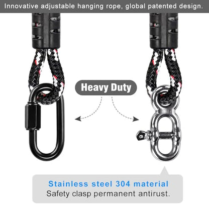 SELEWARE 3ft Tree Swing Rope, Adjustable Hammock Straps Hanging Kit - color: Black-1 Pack, size: 3ft