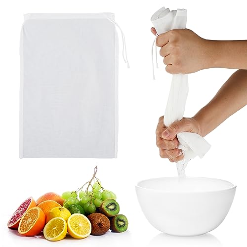 WLLHYF 4 Pack Nylon Nut Milk Bag 8 × 12 Inches Fine Mesh Cheese Cloth Multiple Usage Reusable Food Strainer Professional Cold Brew Filter for Straining Juice Coffee Yogurt Tea (Nylon, 12×8 In) - size: 12×8 in