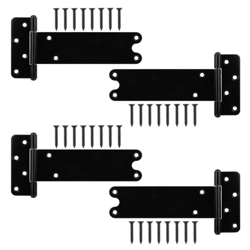 8 in T-Strap Shed Door Hinges 300 Lbs Capacity,4 Pack Heavy Duty Gate Hinge - color: Black, size: 8 in -4 pcs