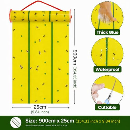 Qualirey 5 Pcs Giant Flypaper Fly Traps, 295ft Sticky Yellow - color: Yellow and Green