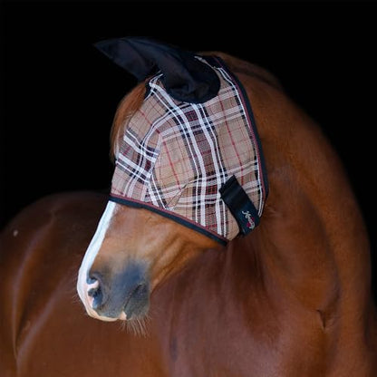 Kensington Fly Mask with Fleece Trim for Horses — Protects Face and Eyes Helps Block Sun Rays While Allowing Full Visibility — Breathable and Non Heat Transferring - color: 121 - Deluxe Black