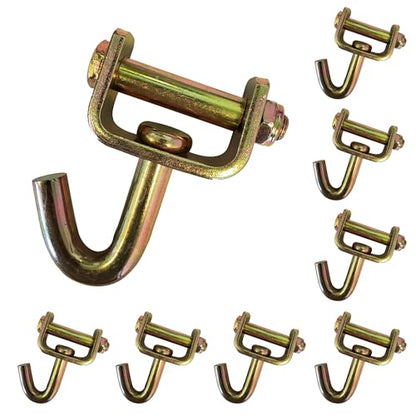 8 Pack 2" Swivel J Tow Hook Heavy Duty Replacement for Tie Down Straps - size: 8 - Pack