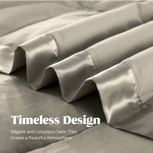 puredown® Blankets King Size - Soft Lightweight Down Blanket for All Seasons, Cozy Warm Luxury Bed Blanket with Satin Trim, Khaki (108"X90") - color: 07 Khaki, size: King
