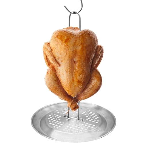Food Grade Steel Turkey Roast Rack Turkey Stand Turkey Fryer Rack Kit Vertical Chicken Roast Fryer Turkey Stand Turkey Fryer Hanger - color: red