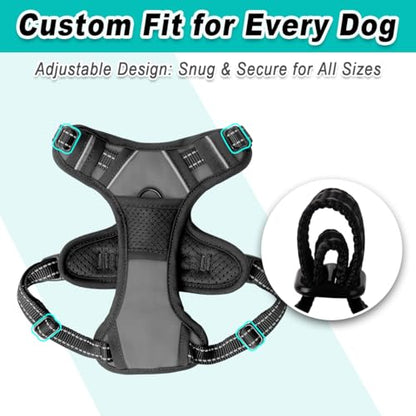 BARKBAY Dog Harness for Small Sized Dog No Pull 2 Leash Clips Dog Vest - color: Dark Grey, size: X-Small