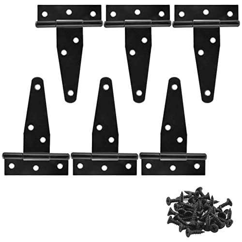 Murtenze 6Pack 3 Inch Black T-Strap Shed Hinge - color: Black, size: 3 Inch - 6Pack