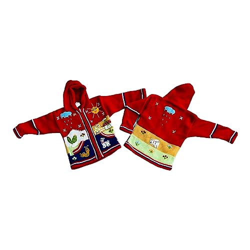 Peruvian Wool Knitted Sweater with hoodie for babies & toddlers, Unisex, Chompas Peruanas, fall winter sweater - color: Navy Blue, size: 2T