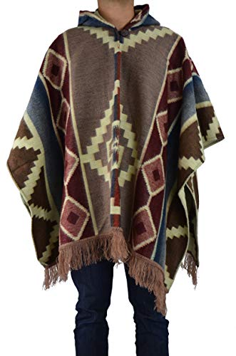 Alpaca Land, Handmade Ecuadorean Alpaca Wool Ponchos - color: Brown Otavalo