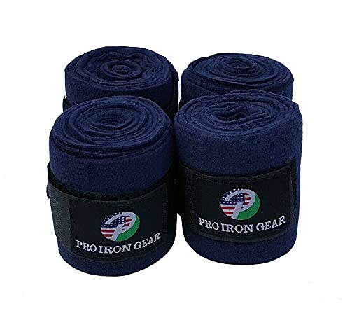 Horse Fleece Wraps Bandages/Polo Wraps/Stable Wraps Equestrian Leg Wraps Set of 4 Equestrian Boot Protection (Navy Blue) - color: Navy Blue