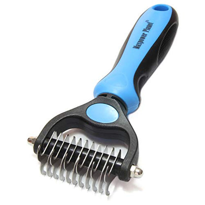 Maxpower Planet Pet Grooming Brush - Double Sided Dematting Undercoat Rake for Dogs and Cats, Extra Wide Pet Brush to Reduce Shedding by 95% (Blue, S) - color: Blue, size: Small