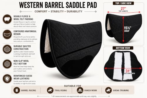 Tahoe Double Back Fleece & Wool Felt Padding Barrel Saddle Pad
