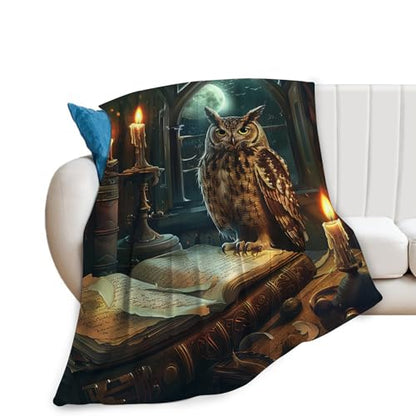 Owl Blanket Owls Book Lovers Gifts Throw for Women Girls 80"X60" - color: Owl Book, size: 80"x60"