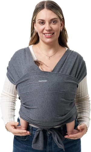 Momcozy Baby Wrap Carrier, Easy-On 2-Piece Design, Newborn to 33 lb - color: Deep Grey
