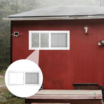 Yuzzy Shed Windows 2 Pack, 10"x23" Sliding Windows Transom Window with Tempered Glass and Removable Fiberglass Screen for Shed, Chicken Coop, Playhouse, Household, Garage, Barns (White) - color: White, size: 10"x23"