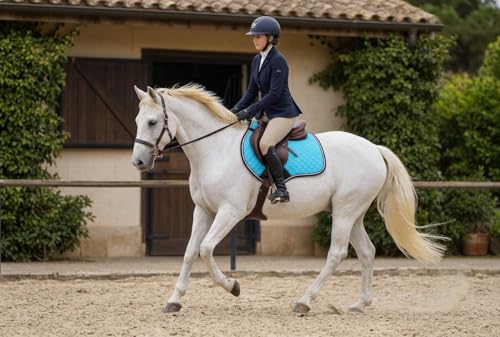 Horse Equine Contoured English Quilted Cotton All Purpose Saddle Pad 72TS37 - color: Turquoise