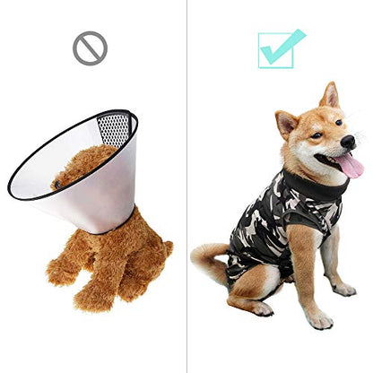 Dog Recovery Suit Abdominal Wound Puppy Surgical Clothes Post-Operative Vest Pet After Surgery Wear Substitute E-Collar & Cone(M, Camouflage) - color: Camouflage, size: Medium (Pack of 1)