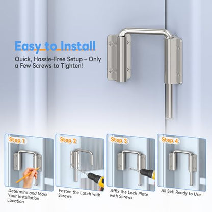 Sliding Door Loop Lock Latch, 2-3/8 Inch Door Latch Silver 2PCS - color: Silver-2 Pcs