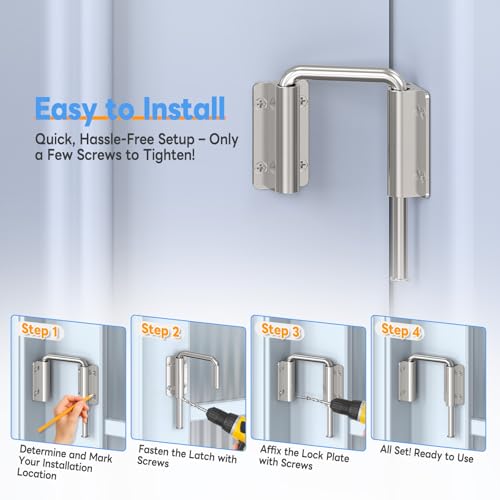 Sliding Door Loop Lock Latch, 2-3/8 Inch Door Latch Silver 4PCS - color: Silver-4 Pcs