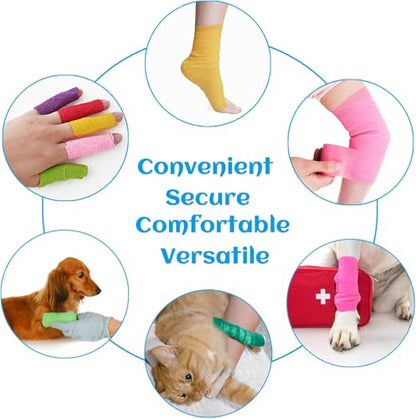6 Rolls Elastic Self Adhesive Bandage Wrap 4 Inch, Breathable Non Woven Cohesive Bandage, Vet Wrap for Dogs, Ankle Sprains Swelling Tape, Sports Athletic Tape Blue - color: 4 Inch-6 Count Blue