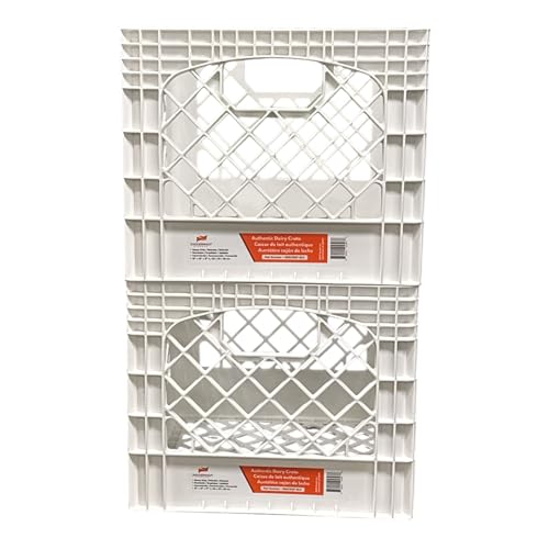 Juggernaut 2 Pack Storage Milk Crates, Plastic Stackable Containers, 18 Qt - Large Bins for Organizing Homes, Offices, Garages, White