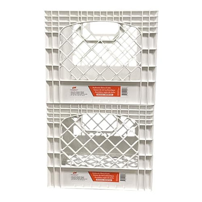 Juggernaut 2 Pack Storage Milk Crates, Plastic Stackable Containers, 18 Qt - Large Bins for Organizing Homes, Offices, Garages, White