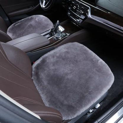 OGLAND 2 Pack Fuzzy Sheepskin Car Seat Covers for Soft Fur Wool Cushions - color: Misty Gray