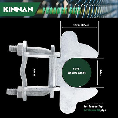 1-3/8" Kennel Gate Latch,KINNAN Butterfly Gate latches,Chain Link Fence Gate Latch Lock for Dog Kennels with Padlock Hole,Kennel Panels from 1-3/8'' to 1-3/8" Kennel Gate Frame 2 PCS - size: 1-3/8 2Pcs