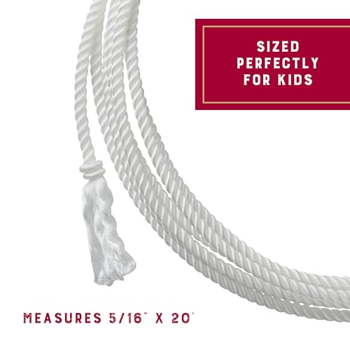 Weaver Equine Waxed Nylon Kids Lasso Rope for Practice, 5/16" x 20' | Lightweight, Colorful Loop Design, Helps Kids Build Roping Skills Play, Lessons, Ranch Events & Rodeos - color: Natual
