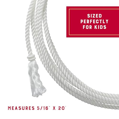 Weaver Equine Waxed Nylon Kids Lasso Rope for Practice, 5/16" x 20' | Lightweight, Colorful Loop Design, Helps Kids Build Roping Skills Play, Lessons, Ranch Events & Rodeos - color: Natual