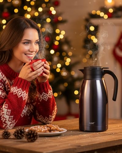 GiNT 1.9L / 64Oz Thermal Coffee Carafe, Insulated Stainless Steel Coffee Carafes for Keeping Hot/Double Walled Vacuum Thermal Carafe (Purple) - color: Purple, size: 64.2 Ounces