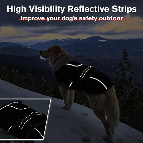 Lelepet Warm Dog Coat Adjustable Dog Fleece Vest Waterproof Jacket for Dogs - color: Black, size: M