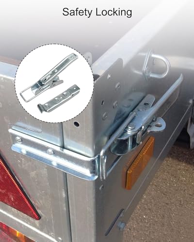 2Pcs Utility Trailer Lift Gate Latches Fit for RV Camper Travel Trailer | High Strength Steel Trailer Gate Pull Latch Lock Kit with Gloves, Heavy Duty Hasp Handles for RV Travel Trailer