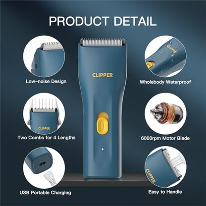 Prowerful Home Professional Dog Grooming Kit Clipper Low Noise USB Rechargeable Gifts for Dog Cat Green,TS006 - color: Ts006-green