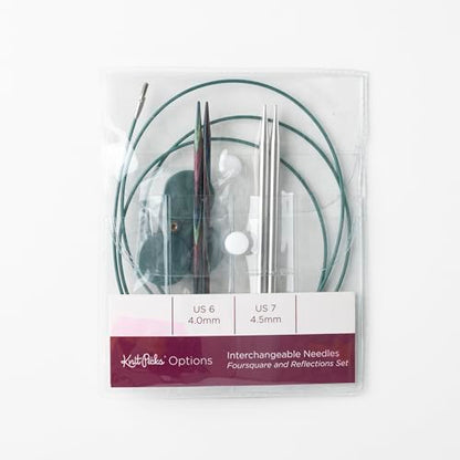 Knit Picks Wood and Metal Interchangeable Knitting Needles Set - US 6 and 7 - color: Foursquare Majestic & Reflections