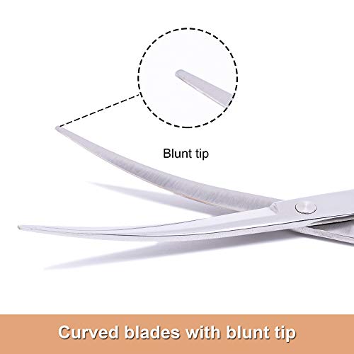 LovinPet Pet Grooming Scissors Professional Dog Cat Grooming Shears with Round Blunt Tip Stainless Steel, Dog Curved Scissors for Grooming Cats Dogs Grooming Tools