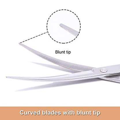 LovinPet Pet Grooming Scissors Professional Dog Cat Grooming Shears with Round Blunt Tip Stainless Steel, Dog Curved Scissors for Grooming Cats Dogs Grooming Tools