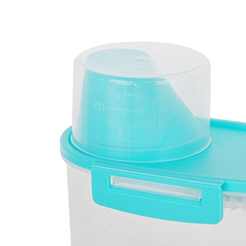 Pet Food Storage Container with Graduated Cup and Seal Buckles Food Dispenser for Dogs Cats (Blue) - color: Blue