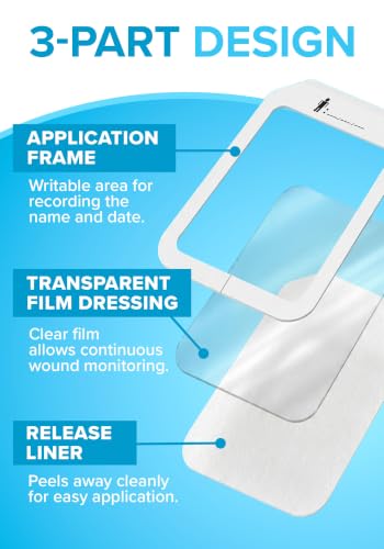 Transparent Film Dressing, 6x8 Waterproof Bandages | Pack of 22 | FSA&HSA - size: 6x8 22ct