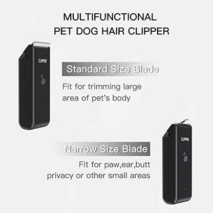 Dog Cat Home Hair Waterproof Clipper Portable Pet Shaver - color: Black+narrow Blade