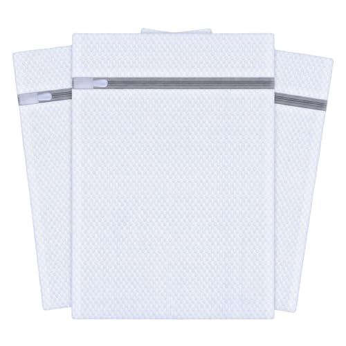Mesh Laundry Bags for Delicates, 3 Pack, 12 x 16 Inches | Honeycomb mesh protects bras, lingerie, and underwear from snags — zippered closure stays secure throughout the wash cycle