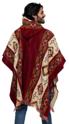 Alpaca Land, Handmade Ecuadorean Alpaca Wool Ponchos - color: Red Ambato