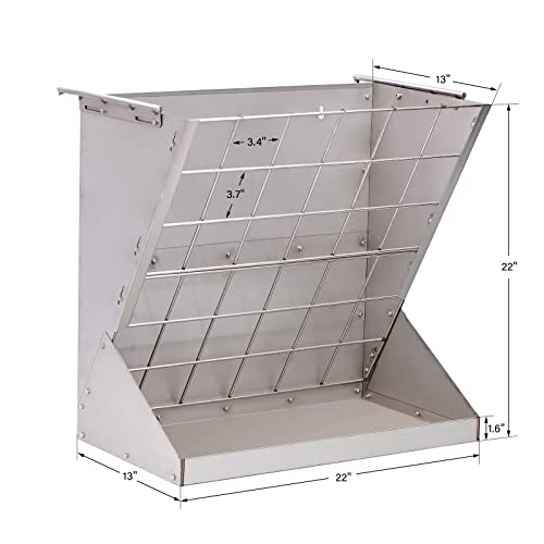 Wall Mount Hay Rack,2 in 1 Goat Hay Feeder Large Capacity 22" H Hay and Grain Feeder Livestock Feeder with Adjustable Distance and Heavy Duty Alloy Steel for Horse Goat Sheep Camel Donkey